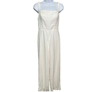 NWT Reformation 100 Linen Jumpsuit Sz 4 Romper White Beach Cool Strappy Vacation